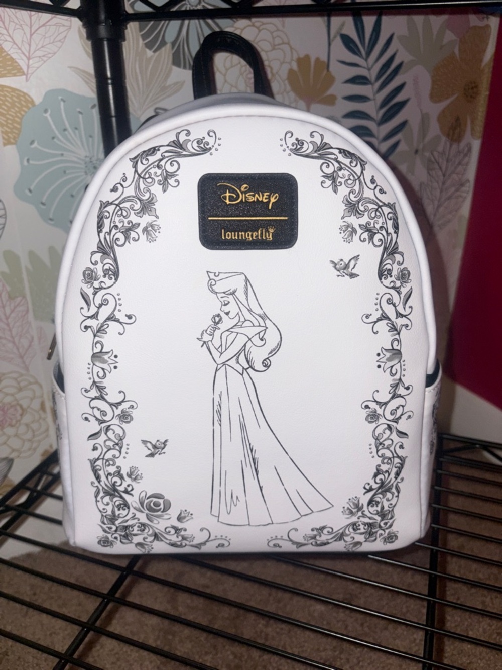 Loungefly Soft Tag White Disney Aurora Sketch Mini Backpack. *Look at the pics*